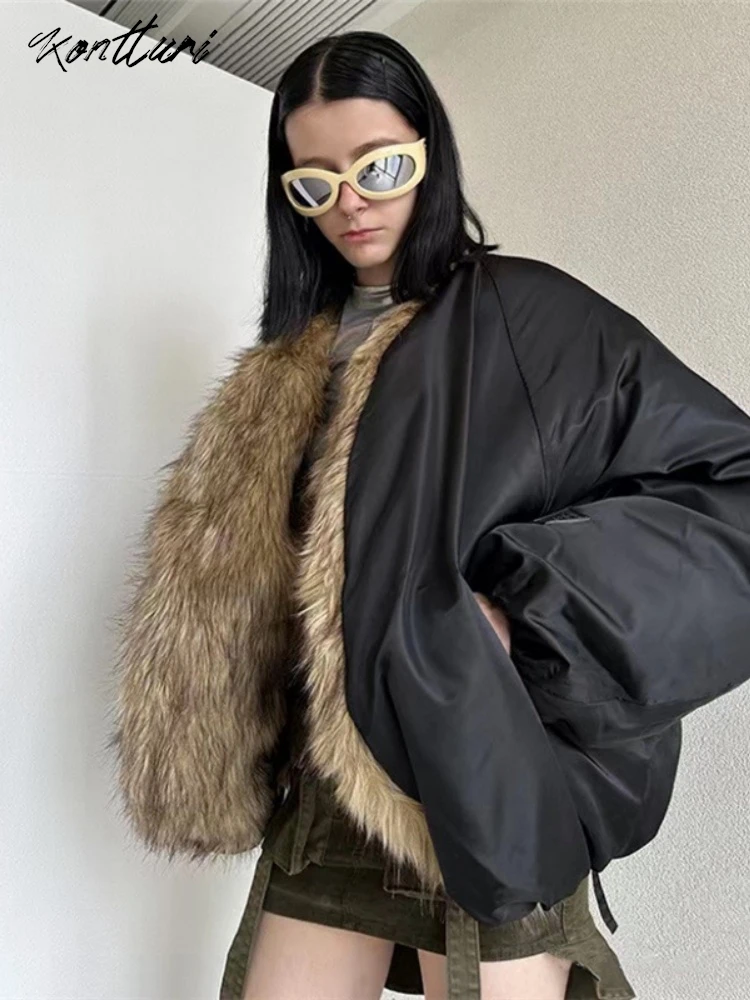 Kontturi зимняя куртка-пуховик женская 2024 лоскутная эластичная пуховая куртка с