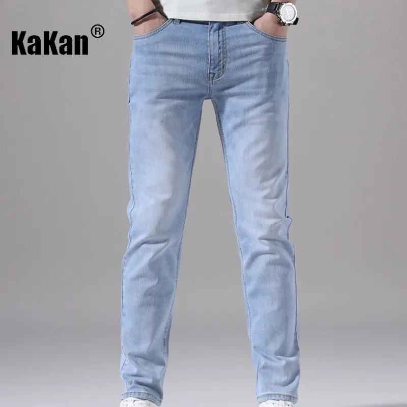 Kakan - European and American New Straight Tube High-end Trendy Jeans for Men, Korean Stretch Casual Long Jeans K42-1213