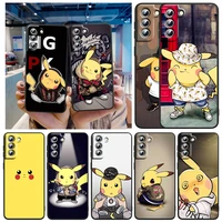 fashion cute pikachu pokemon for samsung galaxy s22 s21 s20 fe ultra pro lite s10 5g s10e s9 s8 plus black soft capa phone case