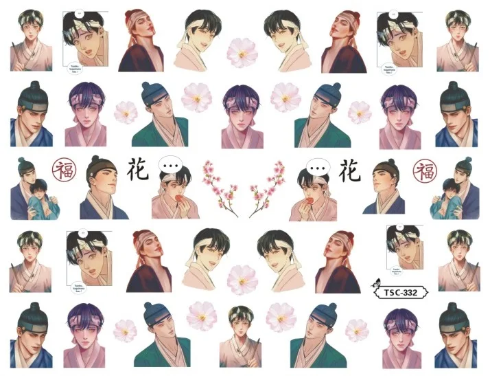 

Newest TSC-332-352 sexy boy korea tokyo anime boy designs 3d nail art sticker nail decal accessories