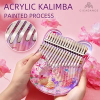 1721 key kalimba acrylic transparent color painting thumb piano keyboard instrument gifts with learning book tuner hammer bag