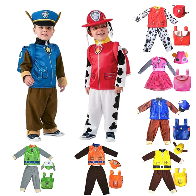 

Paw Patrol Kids Girls Costume Chase Marshall Rocky Zuma Skye Rubble Boys COS Clothing Children's Day Performance Outfit Wholeale