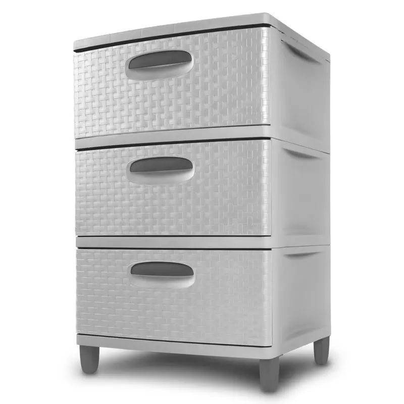 

Stunning, Durable Weave Plastic & Cement Drawer Unit – Perfect for Closets, Bedrooms & Offices.