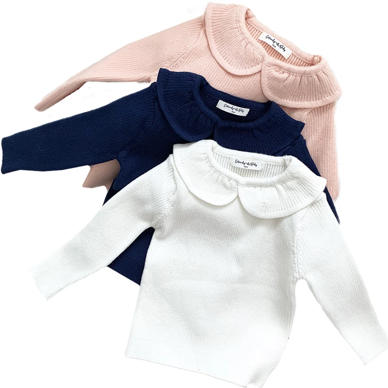 

Baby Girl Pullovers Knitting Clothes Kids Tops Autumn Winter Baby Girl Pullovers Sweaters Solid Color Long Sleeve Girls Clothes