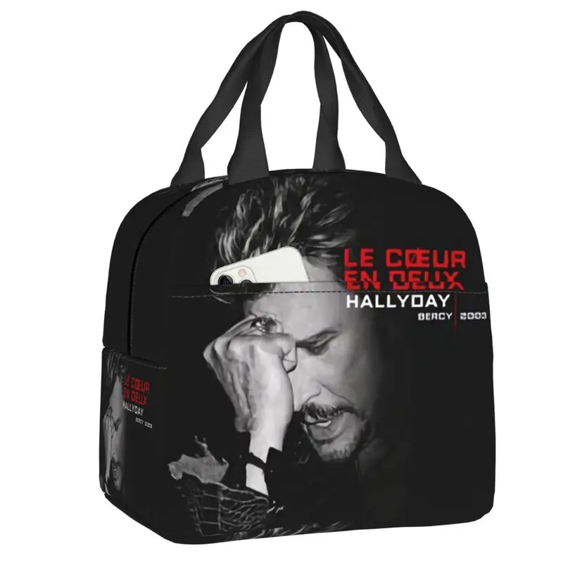 

Johnny Hallyday Portable Lunch Box Multifunction France Rock Singer Thermal Cooler Food Insulated Lunch Bag Kids School Children