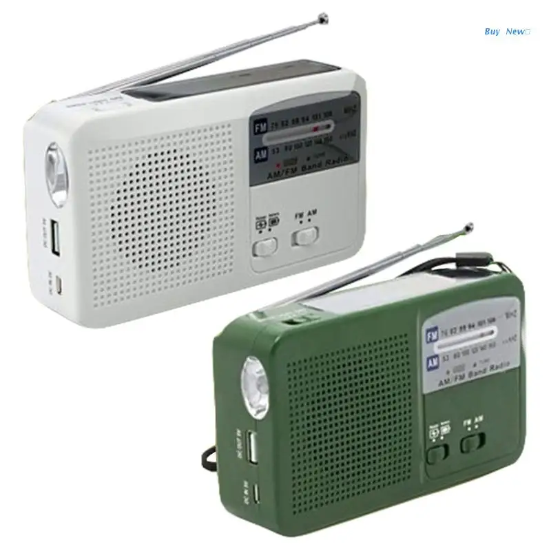 

Multi-Function AM/FM Radio Hand Crank Radio Solar 500mAh Battery Powered