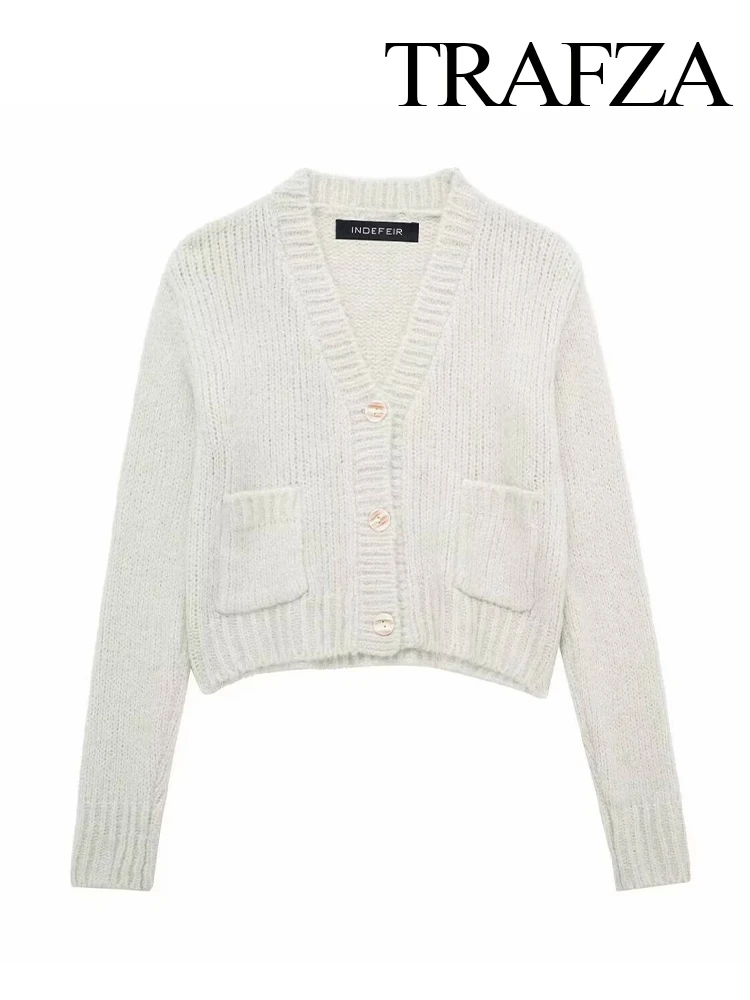 TRAFZA женская осенне-зимняя новая мода с v-образным вырезом из альпаки и шерсти