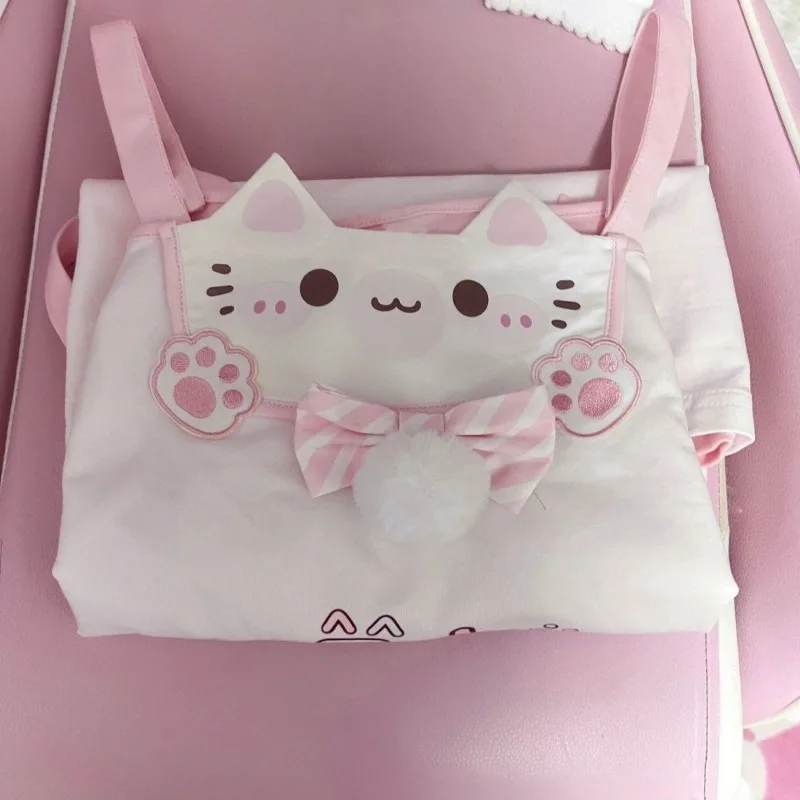 Фото Футболки HOUZHOU Kawaii с розовым принтом, женские, в стиле Cutecore, с открытыми плечами, японская мода, облегающие, с длинным рукавом, милые, эстетичные топы №2