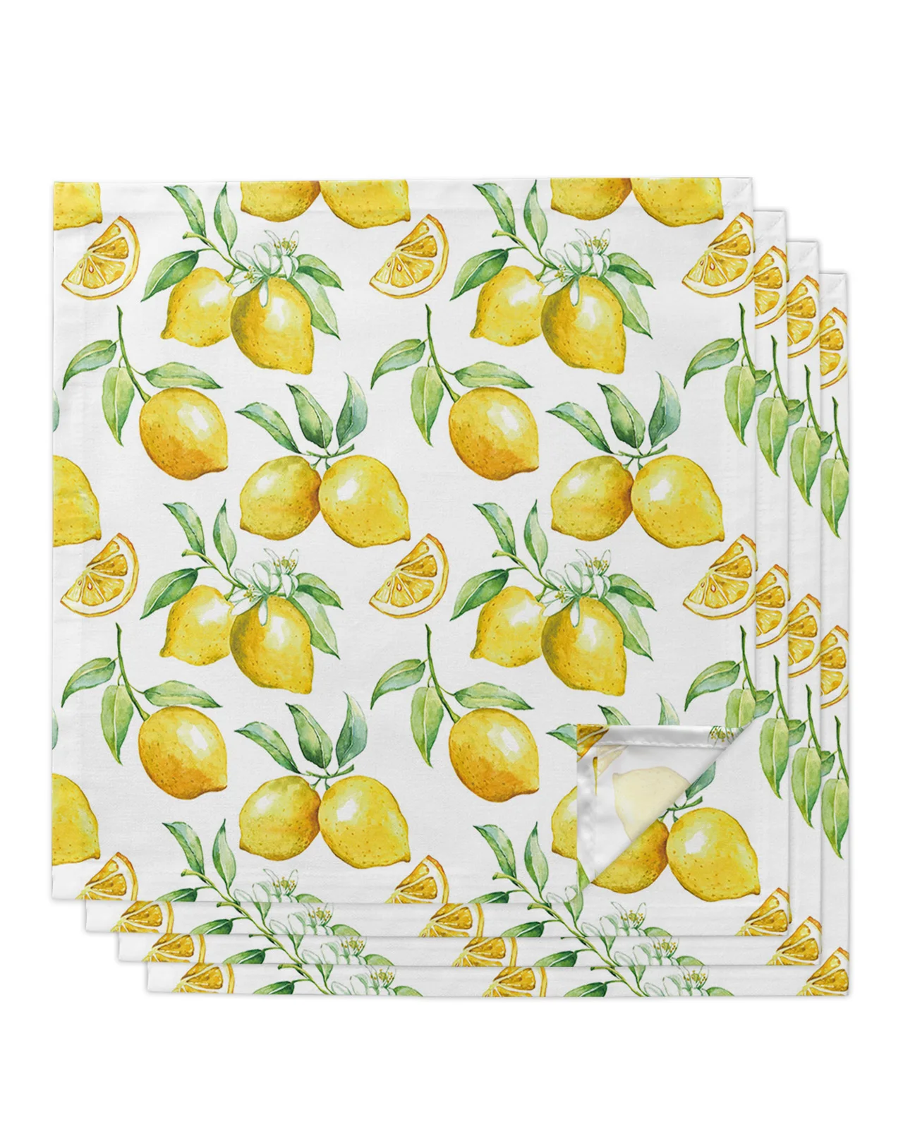 

Watercolor Lemon Fruit White Yellow 4/6/8pcs Kitchen Napkin 50x50cm Table Napkins Serving Dishes Home Textile Products