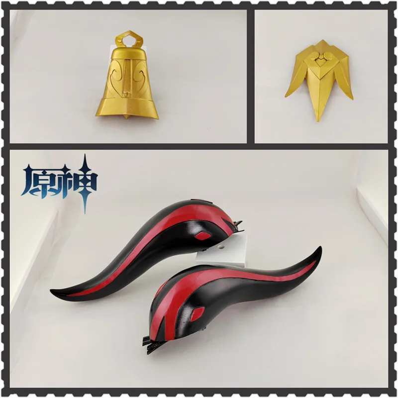 

Genshin Impact Ganyu Cosplay Classic Red and Black Head horn hair clip Handmade Cos Prop Headdress Cosplay Accessory