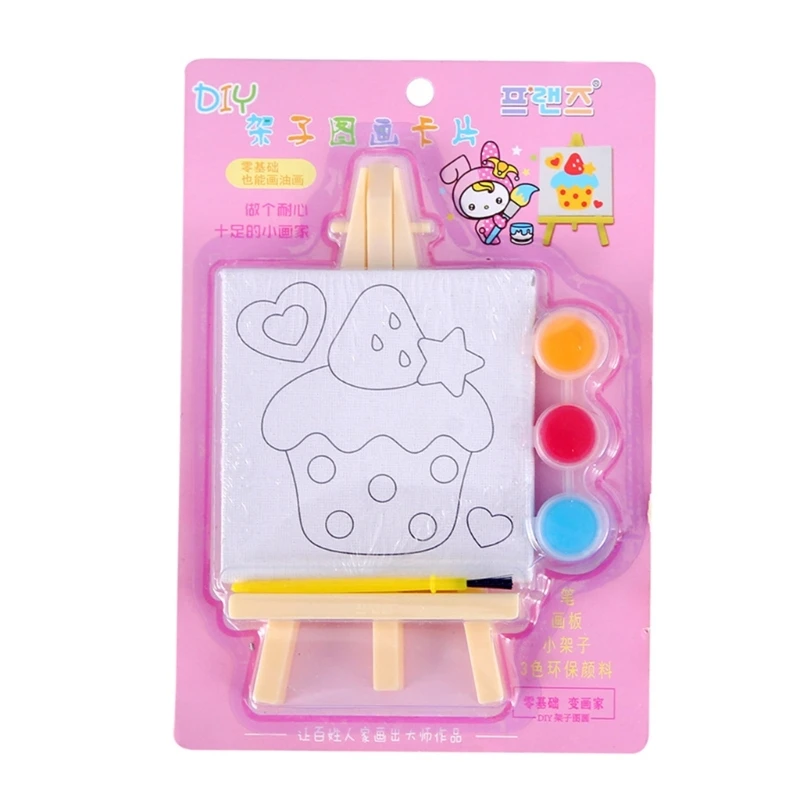 Cartoon DIY Oil Painting Shelf Drawing on Canvas Hand Paint DIY Oil Painting for Kids Birthday Gift Home Decorations