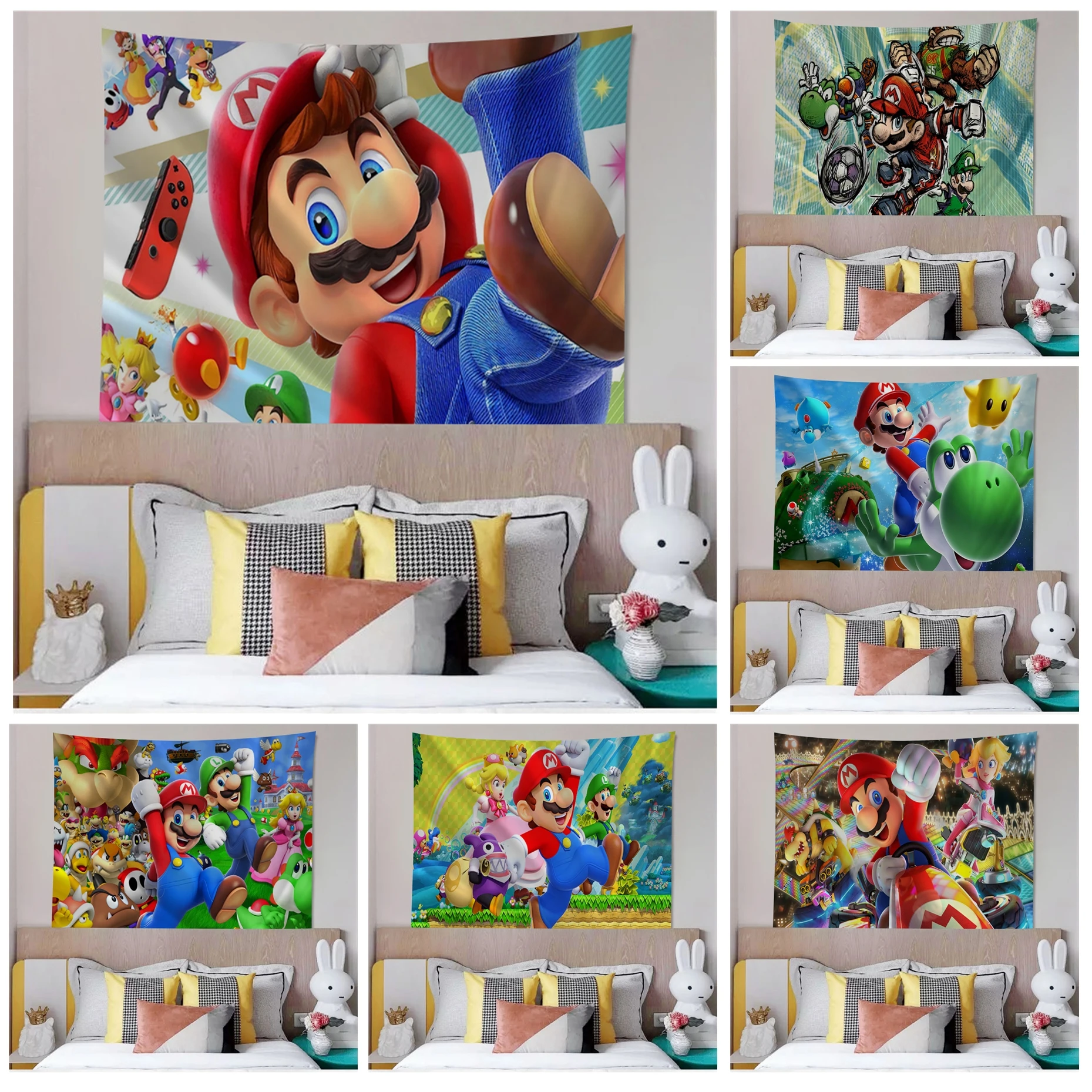 

BANDAI Super Mario Anime Tapestry For Living Room Home Dorm Decor Kawaii Room Decor