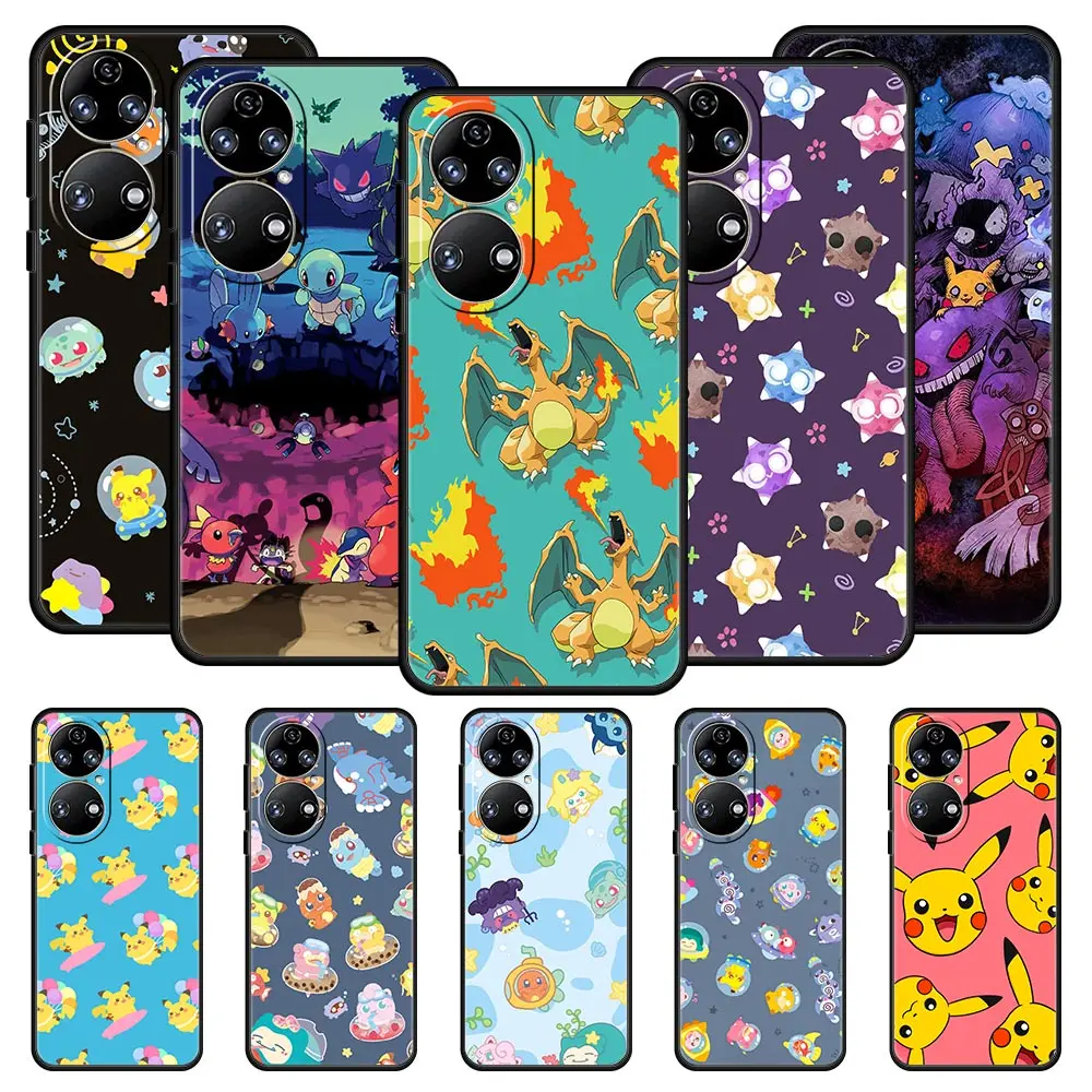 

Чехол для телефона с изображением покемона Пикачу для Huawei P50 P30 Pro P20 P40 Lite E P Smart Z 2021 Y6 Y7 Y9 2019 Y6p Y9s Y7a, силиконовый чехол