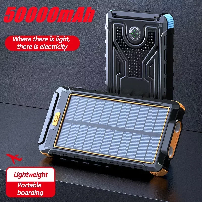 

NEW2023 Solar Bank Real 50000 mAh Dual USB External Waterproof Polymer Battery Charger Outdoor Light Lamp Powerbank Ferisi