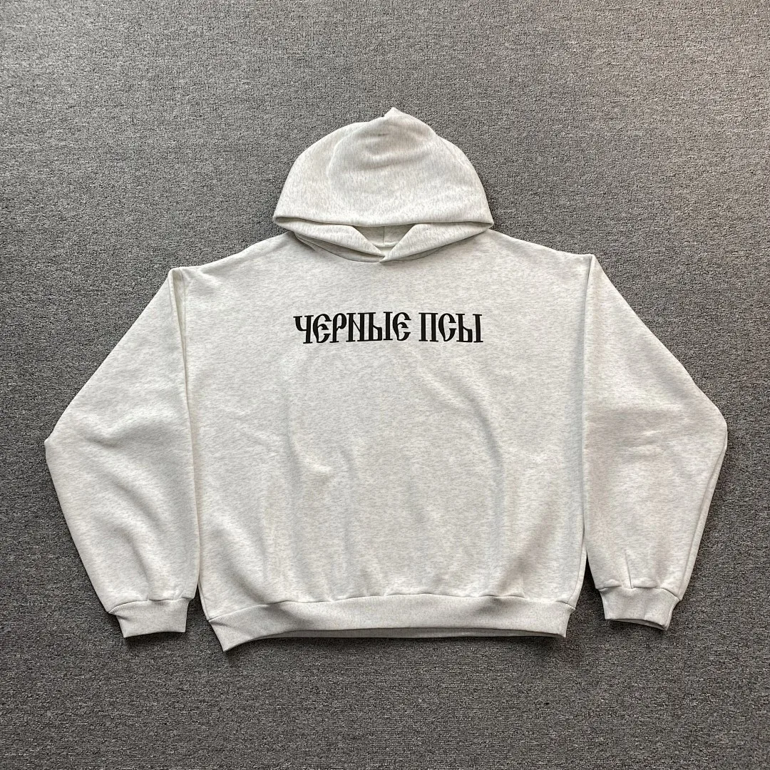 Фото Худи оверсайз унисекс 2026 Kanye West YZY x Gsa Black Gog Black Dog Russian Fleece Lined, хлопковая толстовка с капюшоном для мужчин и женщин №1