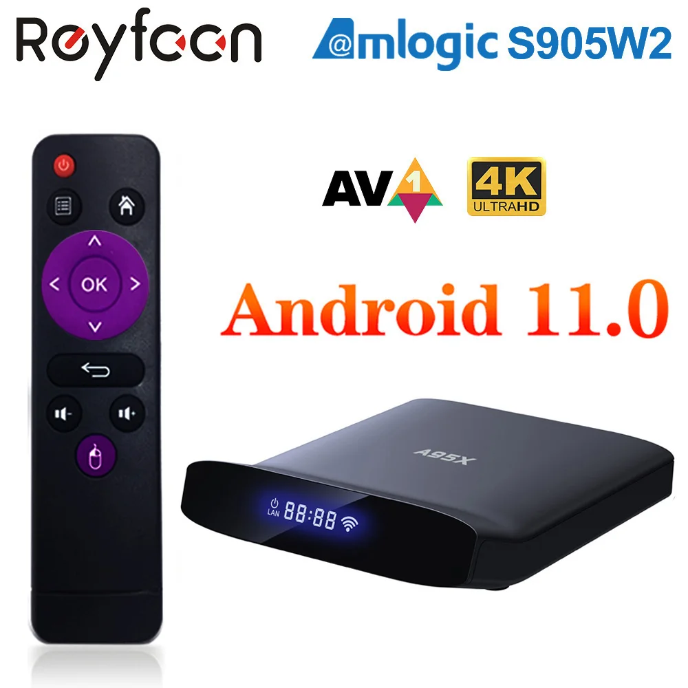 A95X W2 Android 11 Smart TV Box Amlogic S905W2 4 ГБ 64 Поддержка 5G Wifi 4K 60 кадров в секунду VP9 BT5.0 Youtube Media