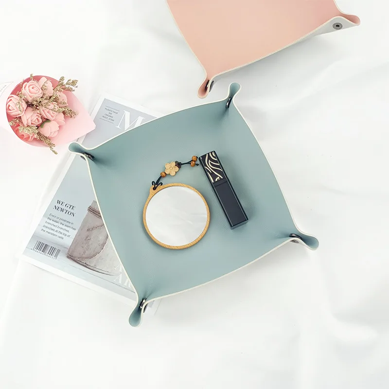 

Desktop Sundries Storage Box Foldable Leather Key Storage Basket For Living Room Entrance