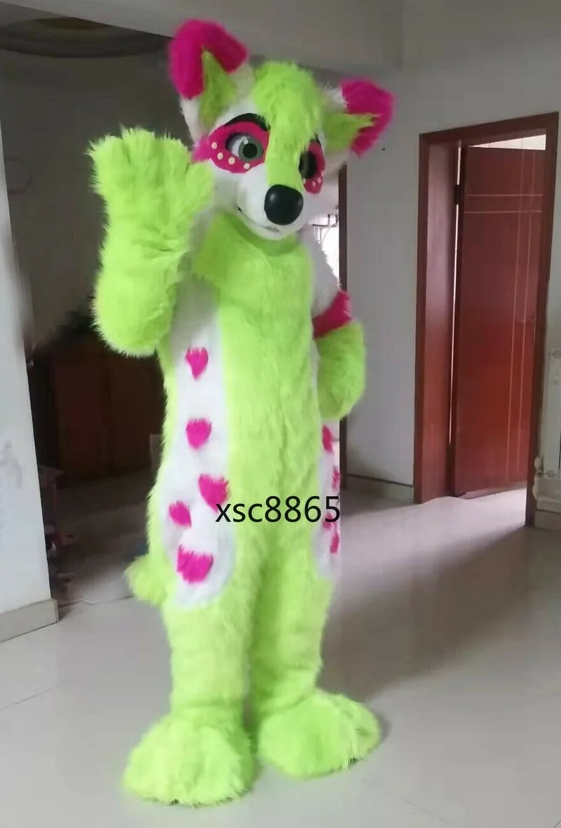 Длинный Меховой Костюм Хаски для Хэллоуина с рисунком собаки | Маскоты