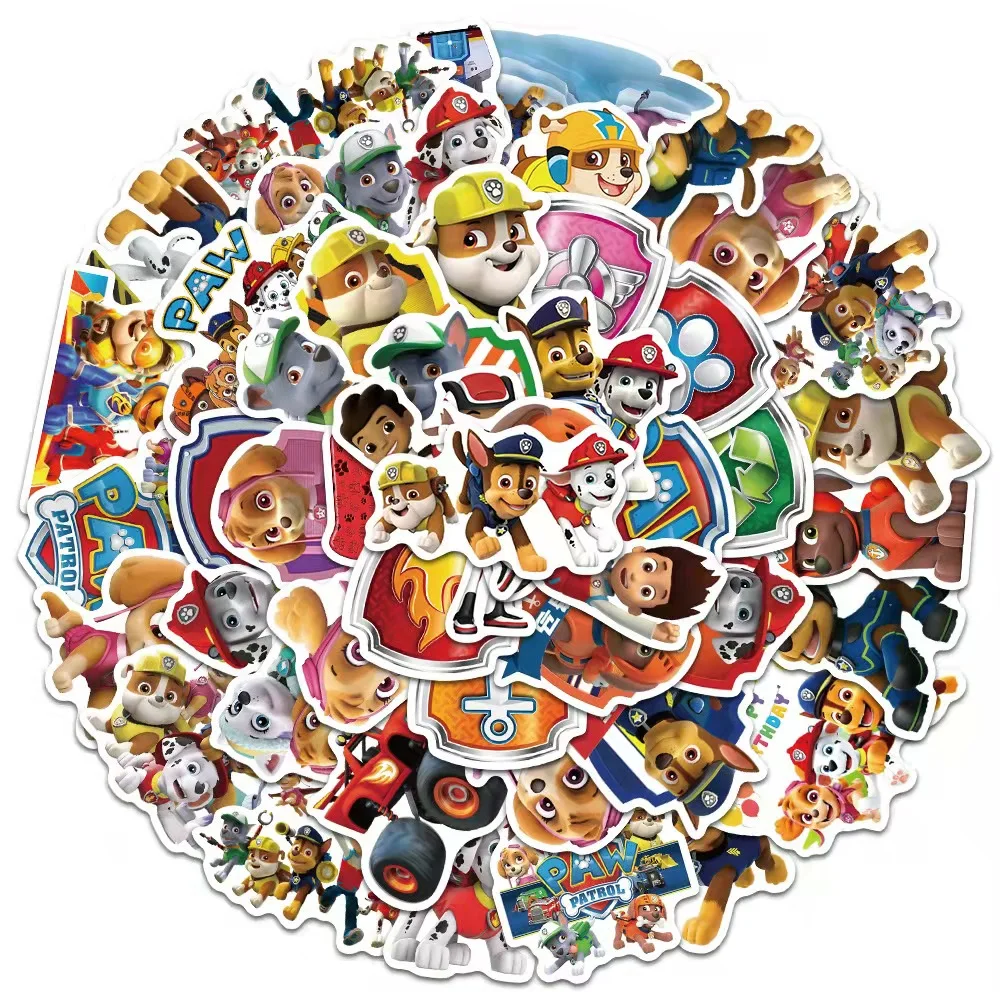 50pcs Not Repeat Dog PAW Patrol Stickers Toys Puppy Paw Birthday Travel Case Luggage Notebook Sticker Waterproof |