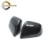 car real carbon fiber rearview mirror cap reflective mirror cover sticker for tesla model y 2021 decoration styling accessories