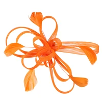 frcolor wedding bridal feather fascinator hair clip brooch pin hair accessory orange