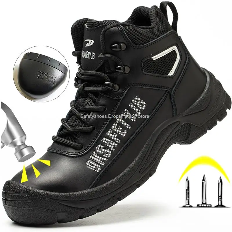 

New Men's Safety Shoes Microfiber Waterproof Steel Toe Shoes Industrial Working Shoes Men Work Safety Boots 2022 Male Security
