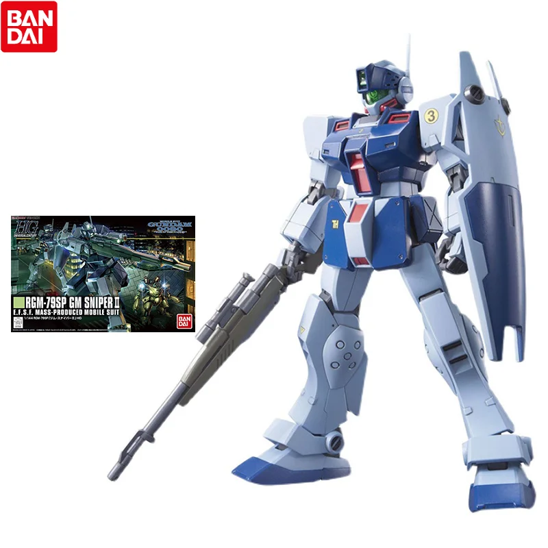 

Bandai Gundam Model Kit Anime Figure HGUC 1/144 RGM-79SP GM Sniper 2 Genuine Gunpla Model Action Toy Figure Toys for Children