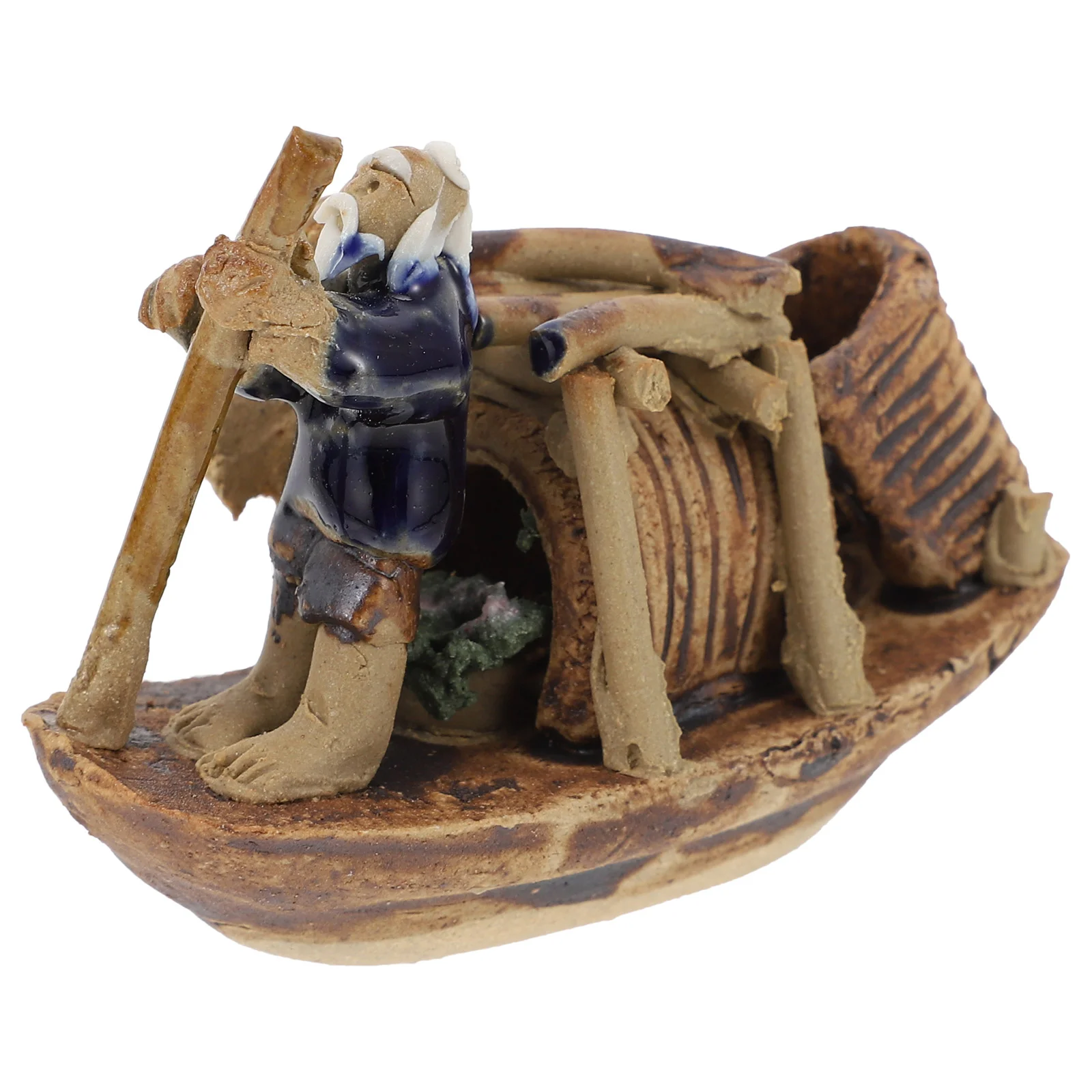 

Aquarium Boat Ornaments Tank Miniature Garden Figurine Ornament Mountain Cave Hideout Landscape Statue Old Sand Man Table View