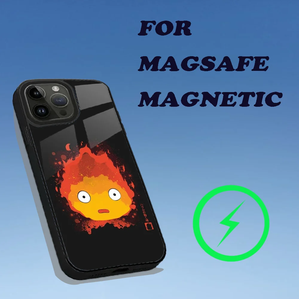 Милый чехол для телефона Fire C-CalciferS iPhone 16 15 14 13 12 11 Plus Pro Max Mini Magsafe с магнитной