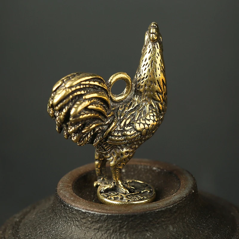 

Table Pendant Decoration Retro style Brass Cock Chicken Animal Gift Miniature
