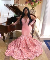 african luxury baby pink mermaid long prom dresses ruffles birthday party gowns appliques celebrity dress beaded formal gown rob