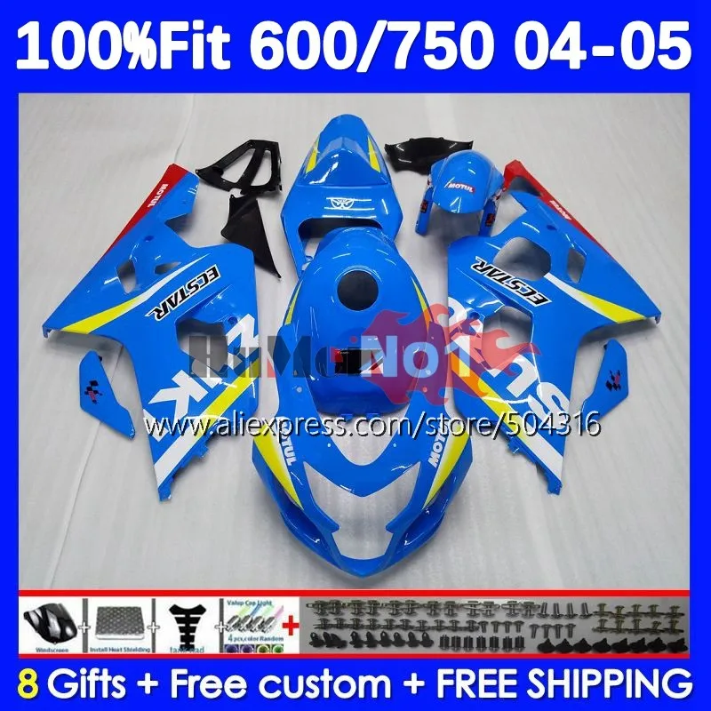 

Injection Body For GSXR 750 600 CC K4 blue stock GSX-R600 750CC 15No.91 GSXR-750 GSXR600 GSXR750 04 05 2004 2005 OEM Fairings