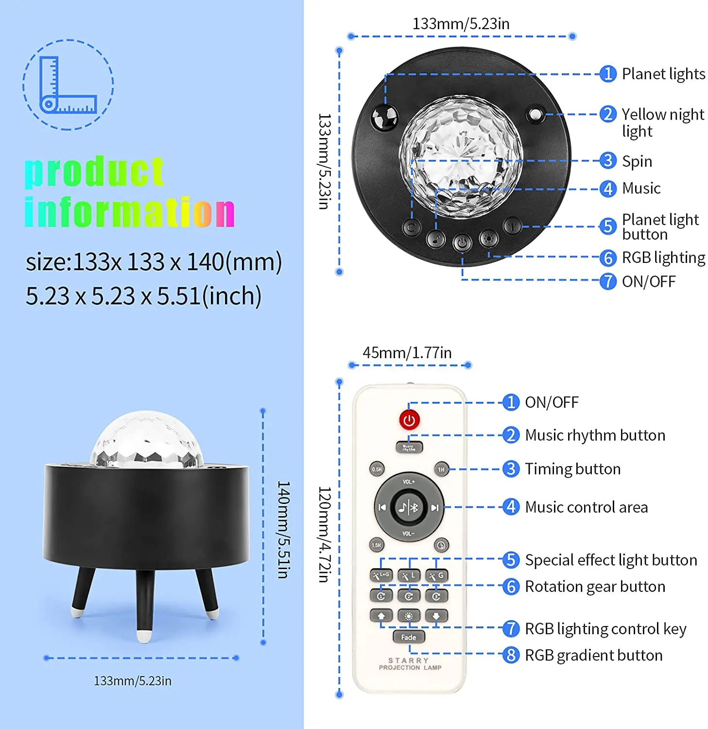 Светодиодный проектор галактики "LED Planet" с лазерным ночным светом, океанскими волнами, звездными лампами, декором для спальни, Bluetooth-динамиком, подарок на Рождество.