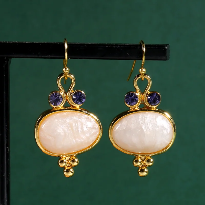 

New Elegant Gold Plated Dangle Hook Earrings Dazzling CZ Crystal Women Anniversary Wedding Graceful Accessories Fashion Earring