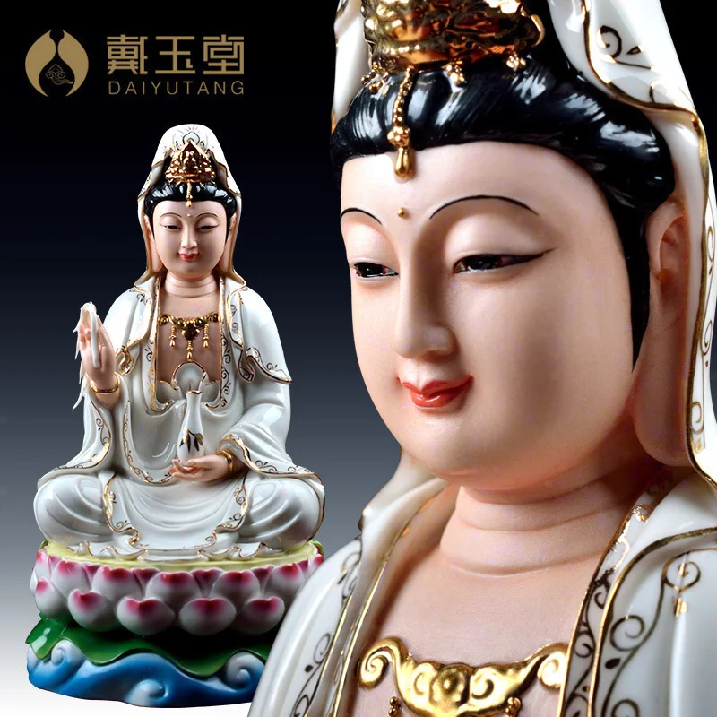

Ceramic Guanyin Bodhisattva/Buddha Statue Statue Buddha for Worship Decoration Home Water Lilies South Sea Buddha Statue