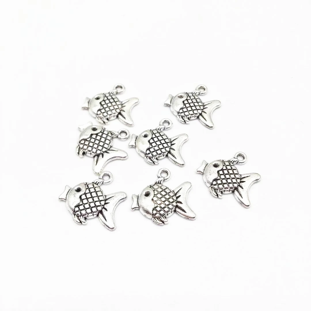 25 шт., подвеска в виде рыбы, 17x17x3 мм