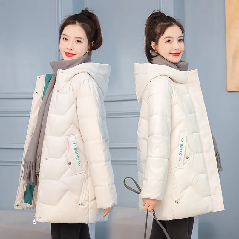 2023 Winter Women Jacket Long Hooded Cotton Padded Female Coat High Quality Warm Basic Outerwear Parkas Women Oversized Clothes