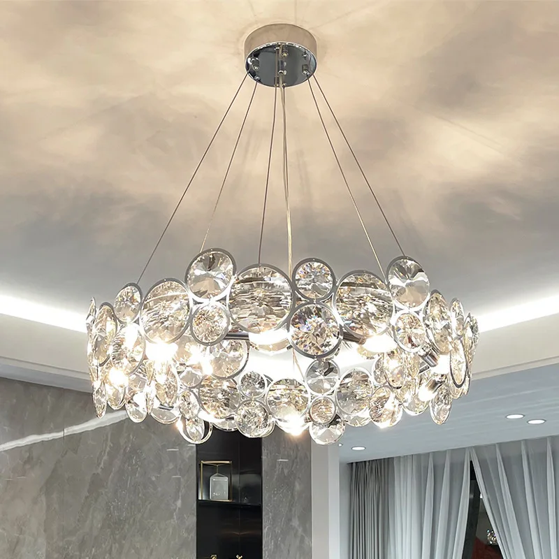 

Ring Light Luxury Led Crystal Chandelier Luxury Atmosphere High-end Modern Villa Living Room Bedroom Indoor Decor Lighting Lamps