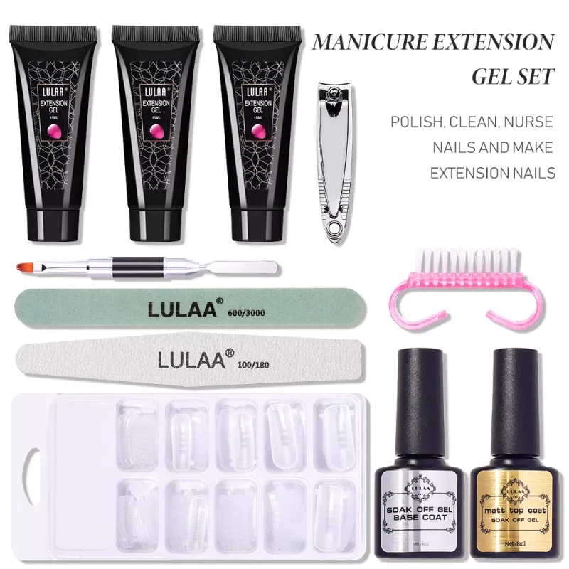 

NEW Nail Gel Extension Set Crystal Clear Fast Building Gel Polish Quick UV Builder Acrylic Nails Art Form Tip Manicure Tools TSL