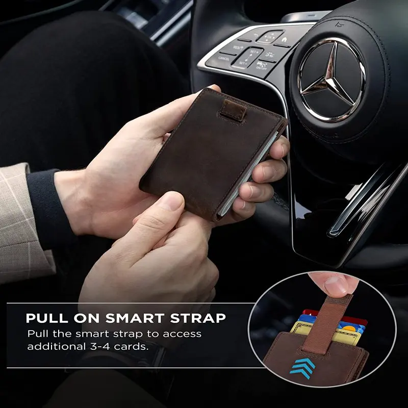 Money Clip Wallet | Mens Wallets slim | Front Pocket | RFID Blocking Card Holder | Minimalist Mini Bifold | Texas Brown