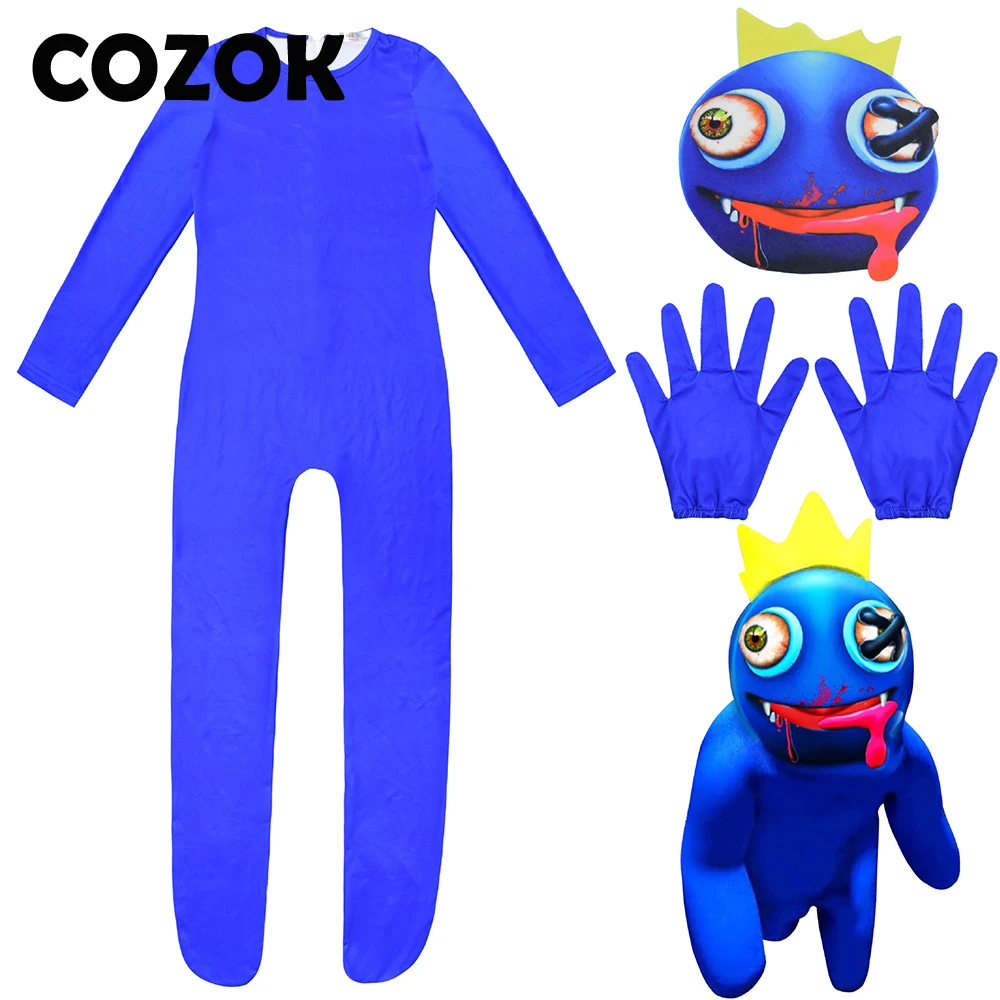 

COZOK Rainbow Friends Kids Costumes for Boys Girls Blue Monsters Cosplay Costume Horror Games Halloween Jumpsuit Party Costume