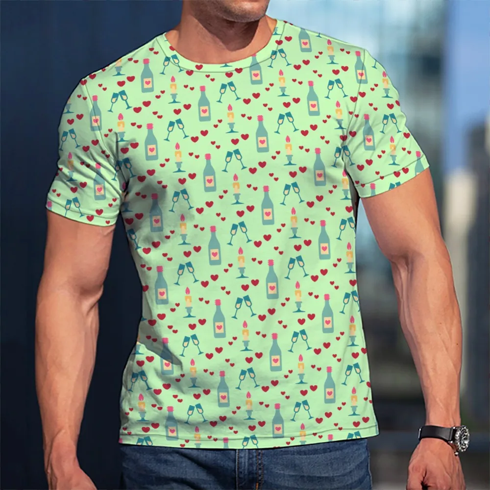 

Advanced basic 3D printing short-sleeved summer all-match trend couple T-shirt bottoming top simple 2YYB
