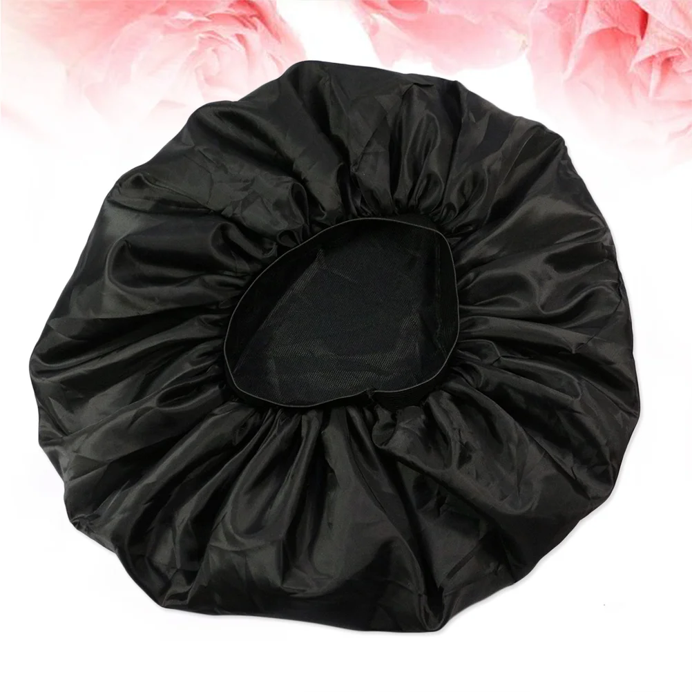 

Extra Large Double Elastic Silk and Satin Sleeping Hair Organizing Hat (Black)
