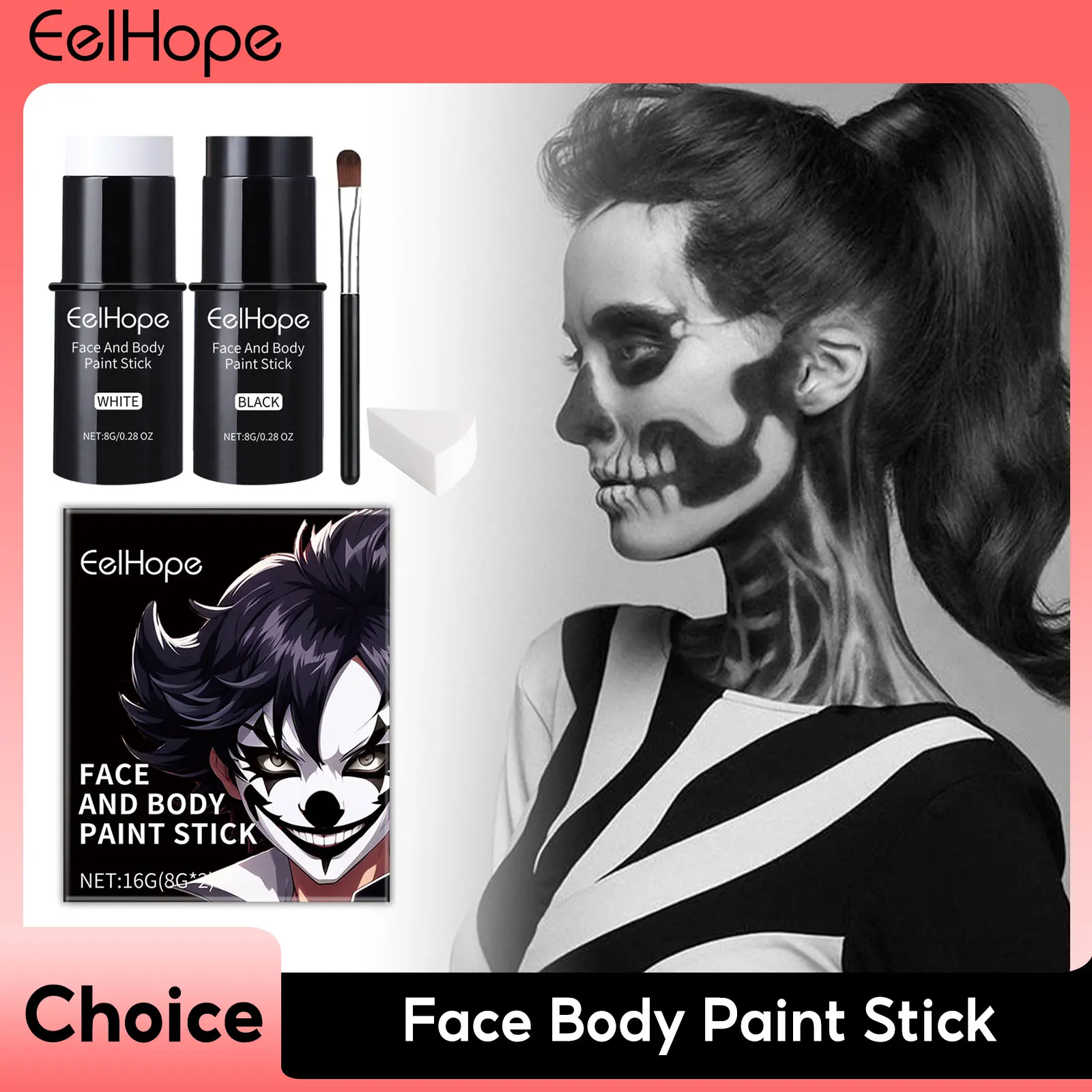 Палочки для рисования лица на Хэллоуин полное покрытие водостойкий клоун