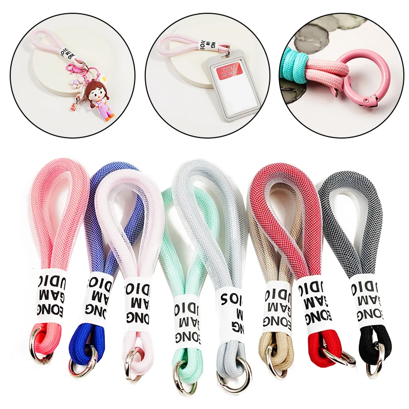 

Mesh Landyard Fluorescent Pendant Mobile Phone Strap Bag Braided Rope Keychain Fashion Creative Decorative Keycord Accessories