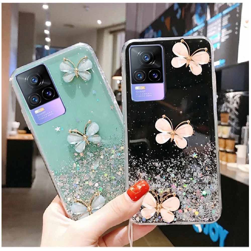 

Butterfly Glitter Case for Oppo Reno 4 5 Lite Case Realme 8 6 7 9 Pro Plus 8i 9i C35 C21 C21Y C31 C30 C33 C11 C20 C12 C25 Cover