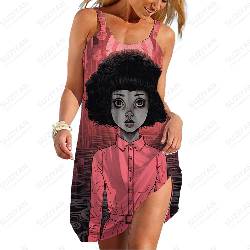 

2023 New 3D Printed Dress Female High Street Gothic Fashion Dress Summer Loose Comfortable Casual Large Size Dress