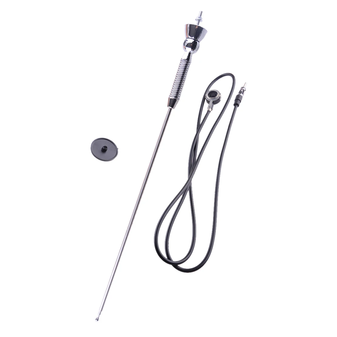

Silver Roof Radio Antenna FM AM Signal Aerial Spring Soft Rod Mast Cable Telescopic Extended 0-180 Degrees for Universal Cars