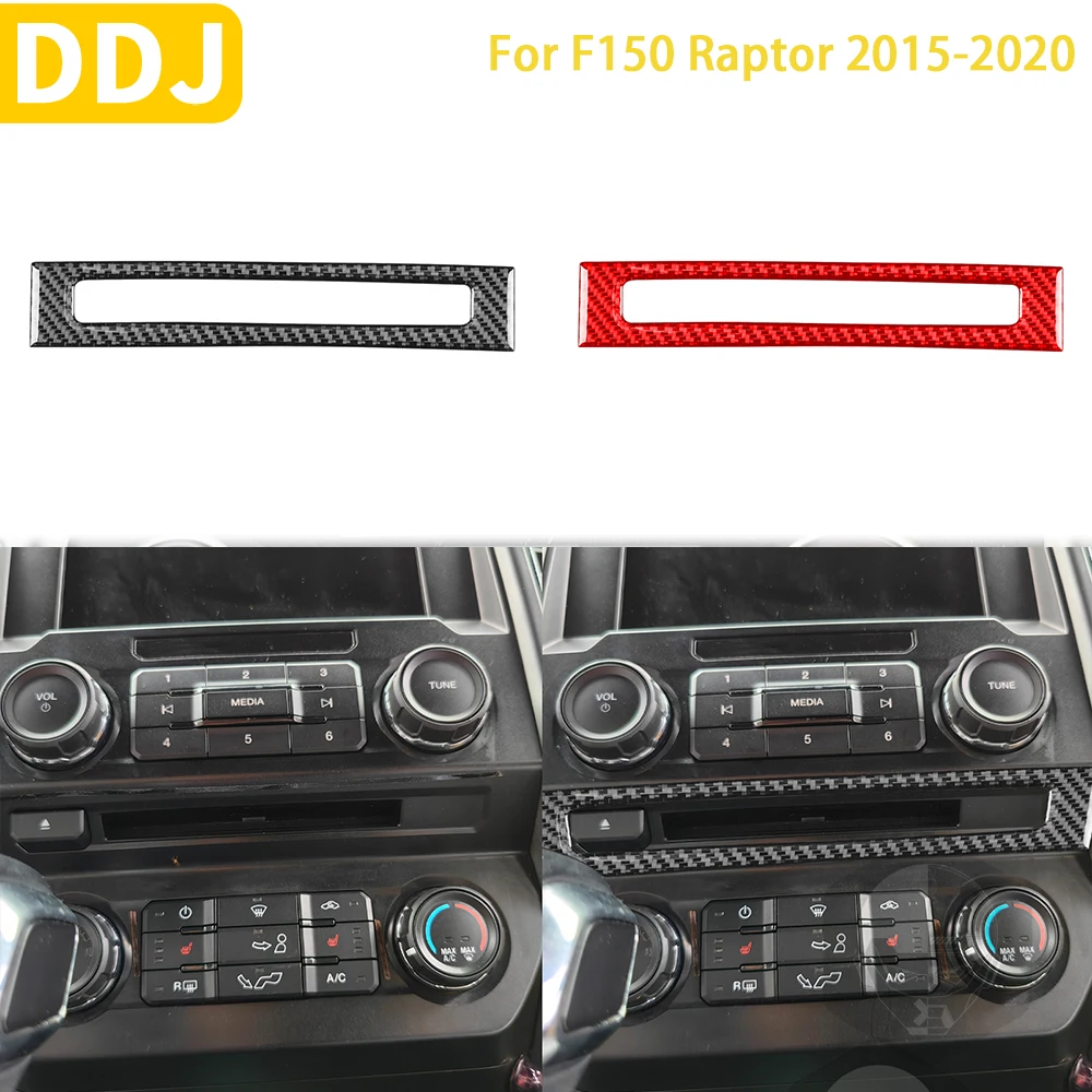 

For Ford F150 Raptor 2015-2020 Accessories Carbon Fiber Interior Center Console CD Panel Trim Sticker Decoration