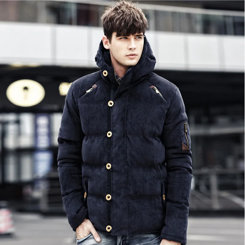 Medium Length Large Size Hooded Cotton Jacket Autumn and Winter Corduroy Thermal Jacket Man Outdoor Multi-pocket Cargo Jacket